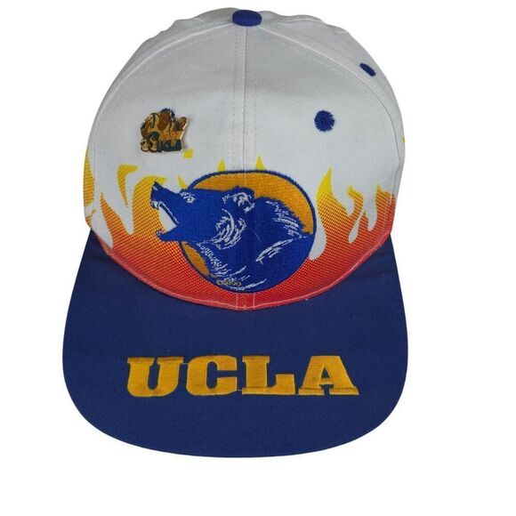 Vintage 90s UCLA Bruins Bears On Fire Snapback Cap Hat NCAA Flames - Picture 2 of 9